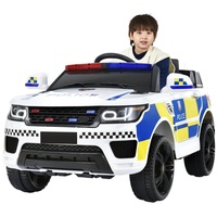 Merax Elektro-Kinderauto mit USB, AUX und Bluetooth inkl. Ferndienung, Belastbarkeit 30 kg, Elektroauto Polizei, Kinderauto weiß
