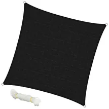 ECD Germany Sonnensegel Sonnenschutz 3,6x3,6 m Quadrat Anthrazit HDPE UV Schutz wasserabweisend wetterbeständig atmungsaktiv, inkl. Befestigungsseile, Schattenspender für Terrasse, Balkon, Garten