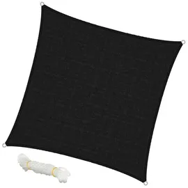 ECD Germany Sonnensegel Sonnenschutz 3,6x3,6 m Quadrat Anthrazit HDPE UV Schutz wasserabweisend wetterbeständig atmungsaktiv, inkl. Befestigungsseile, Schattenspender für Terrasse, Balkon, Garten