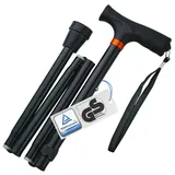 Weinberger Teleskop-Gehstock stabil faltbar höhenverstellbar rutschfest schwarz