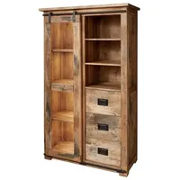 Massivmoebel24 Vitrine 100x45x175 Mango Farbe:Natur lackiert Größe:100x45x175 cm (BxTxH)
