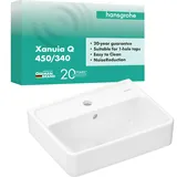 Hansgrohe Xanuia Q Handwaschbecken, 1 Hahnloch, mit Überlauf, 450x340mm, weiß