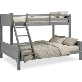 Homestyle4u Etagenbett 90 x 200 cm Kiefer massiv grau