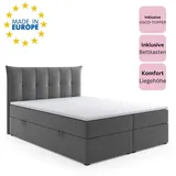 M-Punkt GmbH Boxspringbett PADUA mit Bettkasten 180 x 200 cm Anthrazit - versch. Ausführungen