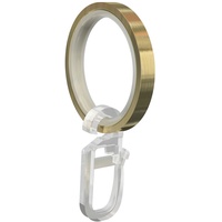Flairdeco Gardinenringe/Ringe mit Gleiteinlage/Faltenhaken, Metall, Messing-Optik, 33/24 mm, 16 Stück