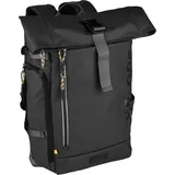 CAMEL ACTIVE Explore Rolltop Rucksack aus recyceltem Nylon und reflektierende Reißverschlüsse schwarz