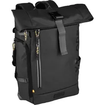 CAMEL ACTIVE Explore Rolltop Rucksack aus recyceltem Nylon und reflektierende Reißverschlüsse schwarz
