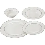 Schäfer Elektronik Schäfer Geschirrset 24-tlg. weiß mit Silberumrandung