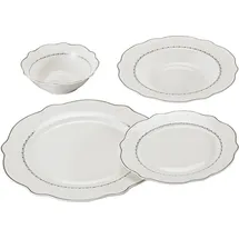 Schäfer Elektronik Schäfer Geschirrset 24-tlg. weiß mit Silberumrandung