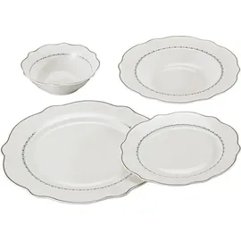 Schäfer Elektronik Schäfer Geschirrset 24-tlg. weiß mit Silberumrandung