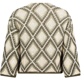 Cartoon Strickjacke mit Jacquard Khaki 40