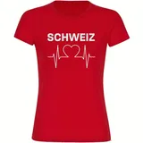 multifanshop Damen T-Shirt - Schweiz - Herzschlag - Druck weiß - Frauen