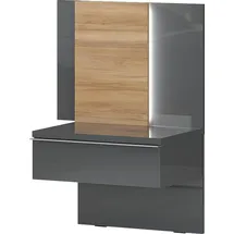 PLACES OF STYLE Nachtkonsole PLACES OF STYLE "Onyx, Nachttisch mit 1 Schublade, hochwertige UV Lackierung Hochglanz", grau (anthrazit, walnussfarben), B:56cm H:92cm T:41cm, Spanplatte, Sideboards, Nachtkonsole, mit Soft-Close-Funktion, Maße (B/T/H) 56/41/92cm