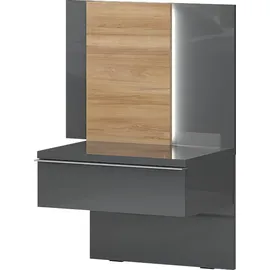 PLACES OF STYLE Nachtkonsole PLACES OF STYLE "Onyx, Nachttisch mit 1 Schublade, hochwertige UV Lackierung Hochglanz", grau (anthrazit, walnussfarben), B:56cm H:92cm T:41cm, Spanplatte, Sideboards, Nachtkonsole, mit Soft-Close-Funktion, Maße (B/T/H) 56/41/92cm