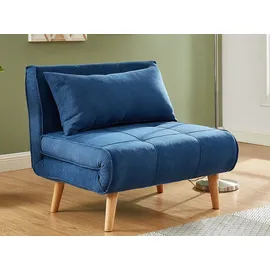 vente-unique Schlafsessel CHILA Polyester 90 x 83 x 82 cm Blau mit Kissen