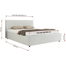 MKS Meble Polsterbett PAVO CLASSIC - weiß ¦ Maße (cm): B: 148 H: 91