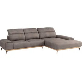 Musterring Wohnlandschaft MUSTERRING "MR 2490 Ecksofa mit erstklassigem Sitzkomfort, Long-Life-Leder", grau (light grau, b), B:342cm T:207cm, Sofas, Wohnlandschaft, Bronze-Fuß, Sitzhöhe 48cm, wahlweise mit Funktionen, Maße 342 x 207 cm
