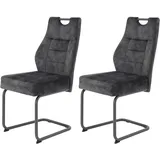 Hela Freischwinger Linda, 2er Set Schwingstuhl Mikrofaser Anthrazit,