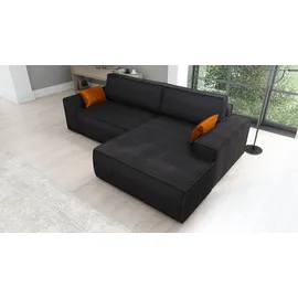 mebloland Ecksofa TOR mit Schlaffunktion. Farbe: Black. - Schwarz