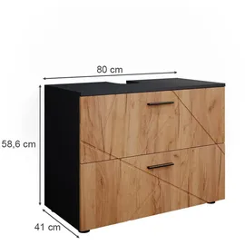 Vicco Waschbeckenunterschrank Irma 80 x 59 x 41 cm Anthrazit/Eiche