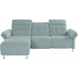 PLACES OF STYLE Ecksofa »Manhattan L-Form« 2 Sitze mit elektrischer Relaxfunktion, verstellbare Armlehnen blau