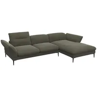 FLEXLUX Ecksofa Salino, Funktionssofa mit Recamiere, Relaxsofa, Ecksofa, Sofa mit Arm- und Kopfteil-Verstellungen, Kaltschaum & Stahl-Wellen grün