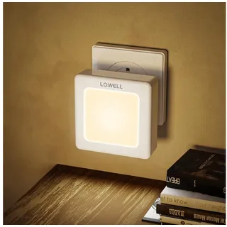 lqwell LQWELL® Nachtlicht Steckdose Faltbar mit Dämmerungssensor, Nachtlampe Einstellbare Helligkeit, Automatisch Steckdosenlicht, Orientierungslicht Warmweiß für Kinder Zimmer Gang Treppen (Weiß, 1 STK)