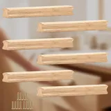 NUWIQ 6 Stück 128mm Holz Möbelgriffe - Massivholz Möbelgriffe - Schubladengriffe Holz mit Schrauben Lochabstand für Schränke