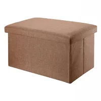 Intirilife Sitzhocker mit Stauraum und Deckel Textil 78 x 38 x 38 cm Bernsteinbraun