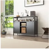 mein-regal Sideboard Mesh aus Metall mit Ablage und 2 Schiebetüren Schwarz -