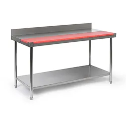 Edelstahltisch mit Schneidebrett, 1500 x 700 x 850 mm