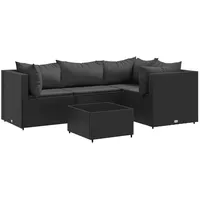 vidaXL 5-tlg Garten-Lounge-Set mit Kissen Schwarz Poly Rattan Modell 27