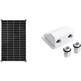 enjoy solar Monokristallines Solar panel deal für Wohnmobil, Gartenhäuse, Boot (Mono 140W)& ABS 2-FachKabeldurchführung Solarmodul Haltespoiler in Weiß, ideal für Wohnmobile Caraven Boot