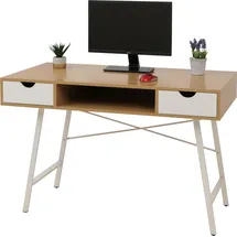 Mendler Schreibtisch HWC-E92 naturbraun / Weiß