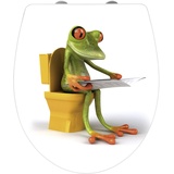 WENKO WC-Sitz Frog News, Absenkautomatik, aus antibakteriellem Duroplast, 39 x 45 cm