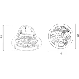 MOMI LUANI Spielmatte (180 cm innen, mit 10 cm Umrandung, 6 Spielzeuge