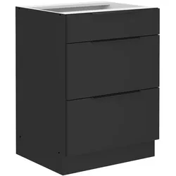 Küchen Unterschrank 60 cm SIENA Schwarz Vollauszug Soft-Close Küche Küchenzeile