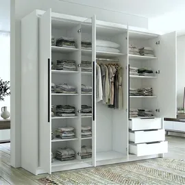 A&J MöbelLand Drehtürenschrank VIVO 200 x 215 x 59,5 cm Graphit/Weiß