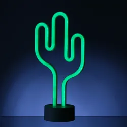 LED Neonlicht Kaktus grün Neonschild Leuchtfigur Batterie USB 30cm
