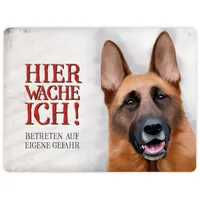 Trendaffe Metallschild XL mit Schäferhund Motiv und Spruch: Betreten