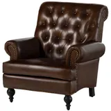 Massivmoebel24 Sessel Echtleder 84x84x94 Braun Chesterfield #105
