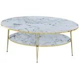 JV Möbel Couchtisch oval Weiß Holz 59 x 47 cm