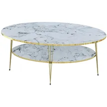 JV Möbel Couchtisch oval Weiß Holz 59 x 47 cm