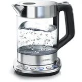 Arendo Wasserkocher 1,5 l, 2200 W, Edelstahl & Glas mit Basisstation, Temperatureinstellung 70° C - 100° C