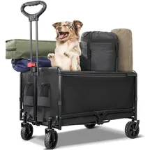 HOMECALL Bollerwagen klappbar 120L schwarz