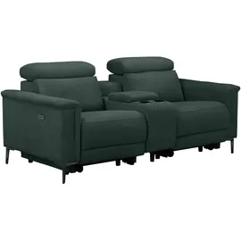 OTTO home 2-Sitzer OTTO HOME "LUND, Kinosofa, Relaxfunktion, TV-Sessel, manuell/elektrisch (USB-A)", grün (dunkelgrün), B:195cm H:97cm T:99cm, Webstoff 100% Polyester, Sofas, Kopfteilverstellung, Getränkachhalter, u. Staufach