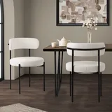 2er Set Esszimmerstühle Wohnzimmerstühle Küchenstühle Rückenlehne Stoff Weiß