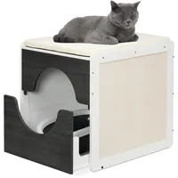 Relaxdays Katzenschrank für Katzentoilette, Katzenklo verstecken, ausziehbare Schublade, HBT: 57 x 50 x 60 cm, weiß/grau
