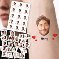 Personalisierte Temporäre Tattoos Erwachsene - Festival Tattoos mit Gesicht Foto Name und Logo - Party Deko Wasserfeste Tattoo Aufkleber für Hochzeit, Geburtstag, Abschluss, Junggesellenabschied