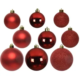 MARELIDA Christbaumkugel Weihnachtskugel bruchfest glänzend matt glitzernd rot 26er Set